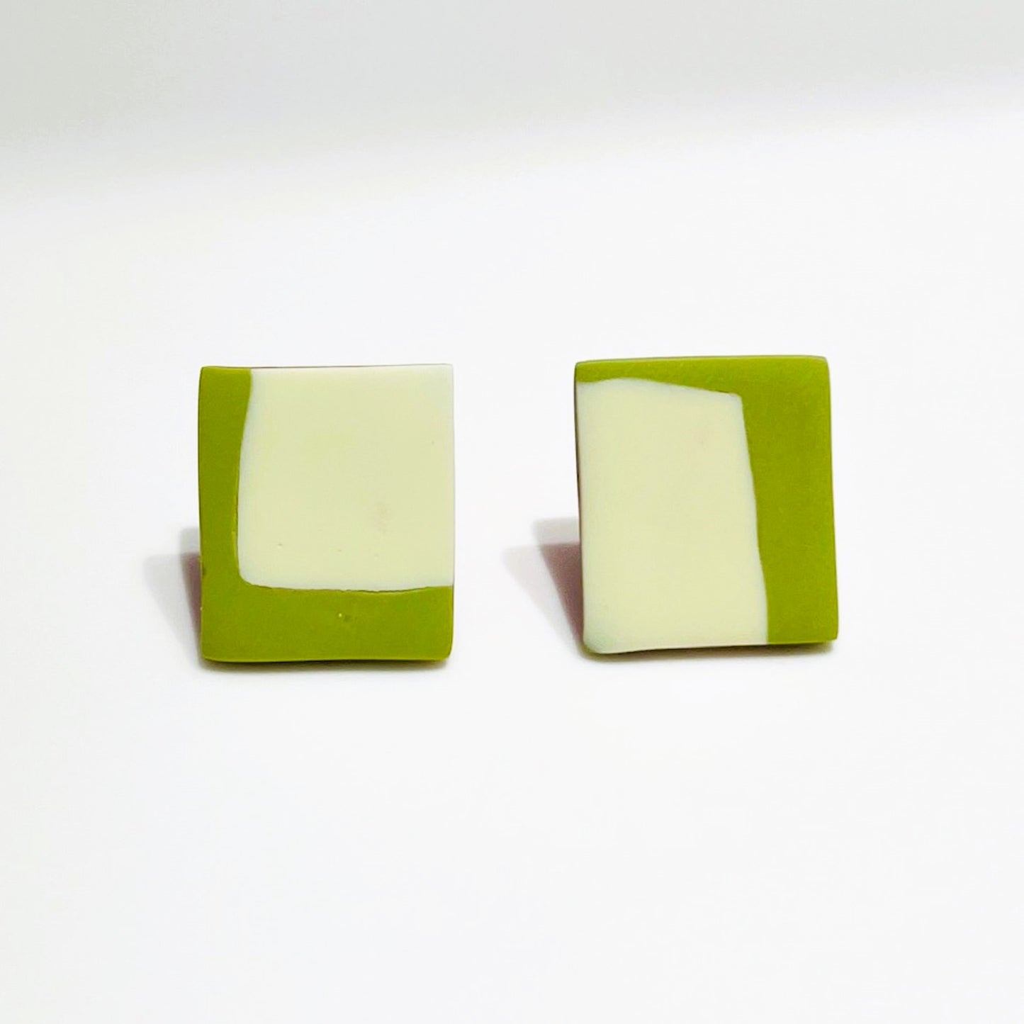 Green Lime Sand Rectangular Earrings