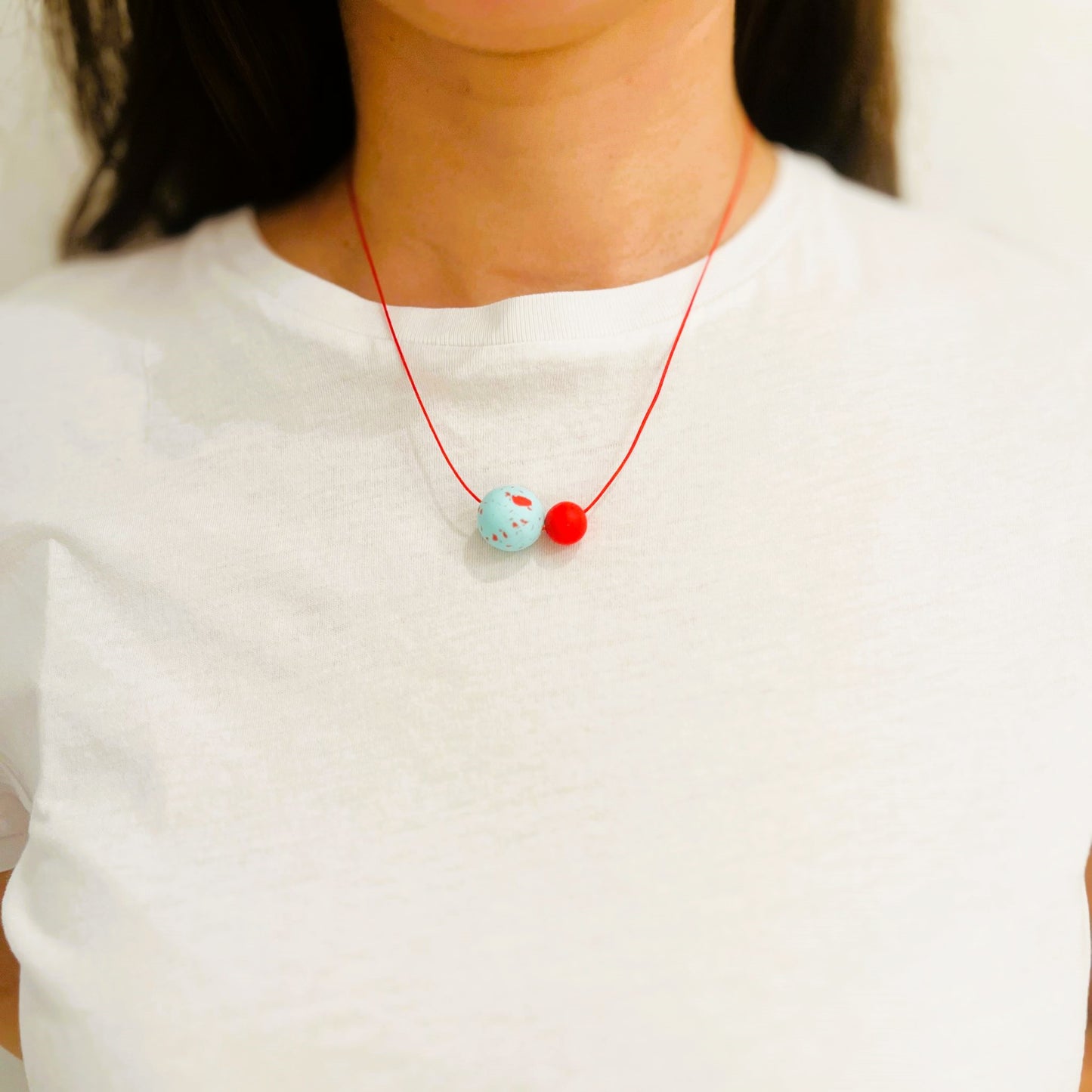 Sigri Light Blue & Red Necklace