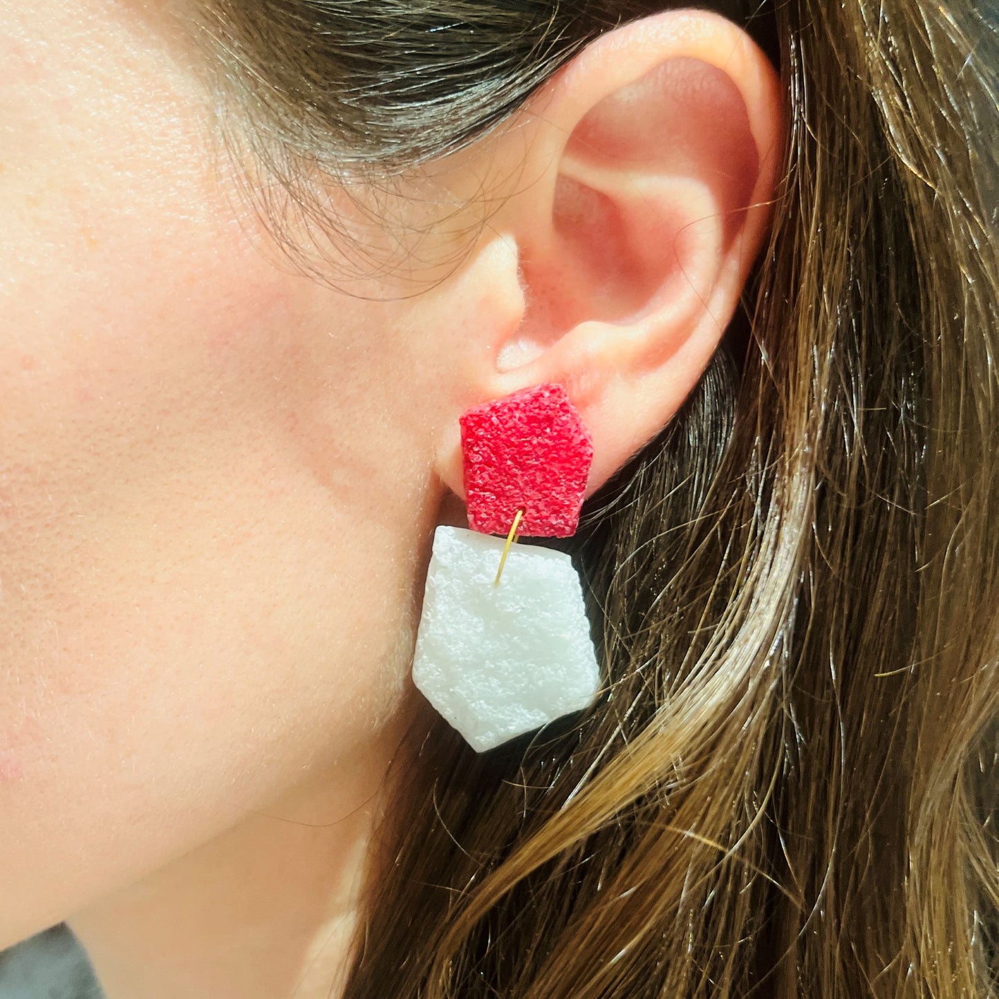 Salis Red & White Earrings