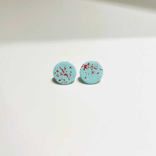 Sigri Light Blue & Red Earrings